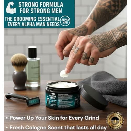 Body Butter for Men, Active Man Fast-Absorbing Deep Moisturizer with Natural Ingredients, Refreshing Scent, Ultimate Hydration Formula. Cologne scented.