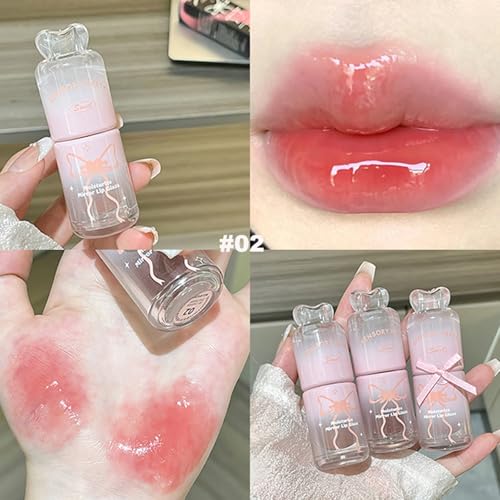 4-Color Hydrating Lip Gloss Set with Bow Design