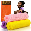 African Bath Sponge 3-Pack - Long Net Exfoliating Scrubber