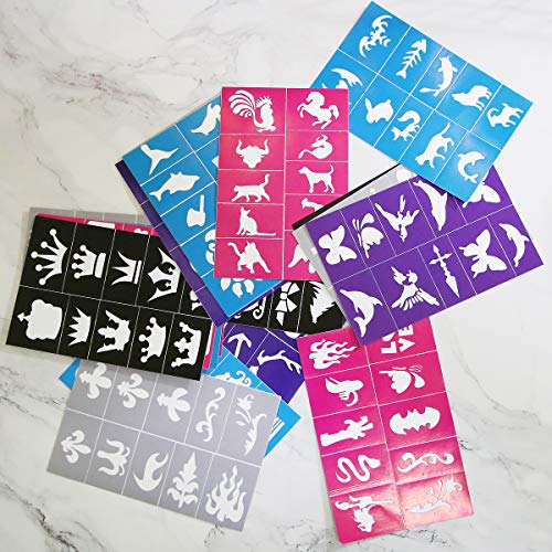 Reusable Face Paint Stencils Kit - 20 Pcs Tattoo Stencils