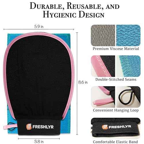 Exfoliating Gloves (3 Pcs) ? Korean Body Scrubber Mitt for Shower & Bath, Deep Cleansing & Dead Skin Remover, Multi-Texture Exfoliator for Smooth & Glowing Skin