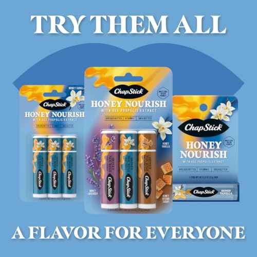 ChapStick Lip Balm Honey Nourish Flavors Honey Lavender, Honey Vanilla, Honey Brown Sugar, 3CT BC .45OZ