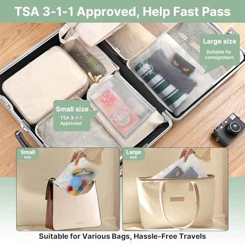 8 Pack Clear Toiletry bags, TSA Approved Quart Size Zipper Bags, PEVA Material BPA Free Leakproof Travel Makeup Cosmetic Bags, Carry on Airport Airline Compliant Bags for Wome&Men