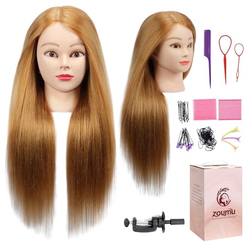 26-28 Inch Mannequin Head with Real Human Hair for Hairdressing Practice, Blonde Model, Includes Clamp & Tools