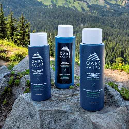 Oars + Alps Men's Sulfate Free Hair Shampoo for Men & Women, Shampoo for Hair Infused with Witch Hazel and Tea Tree Oil, Nourishing & Moisturizing, Paraben & Sulfate Free, Alpine Tea Tree, 13.5oz