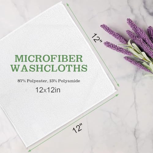 UNIMADE Microfiber Washcloths 100 Pack 12x12 - Soft