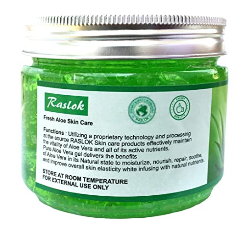 Raslok Aloe Vera Gel Pure Natural Organic Aloe Gel For Moisturizing Face Skin & Hair Care (Cucumber, 11.46 OZ)