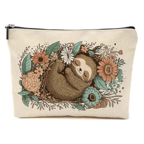 Cute Sloth Makeup Bag Sloth Gifts Cosmetic Bag Sloth Stuff Animal Lover Gifts for Women Girls Friend Daughter Sloth Gift Travel Organizer Zipper Pouch Graduation Birthday Friendship Gifts