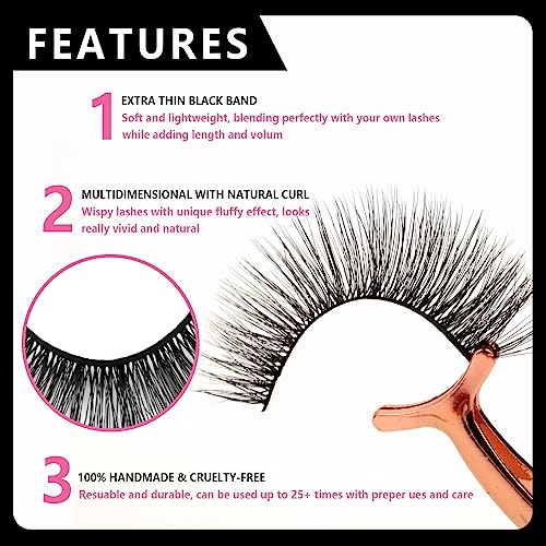 17MM Cat Eye Wispy Mink Lashes - 5 Pairs Fluffy False Eyelashes