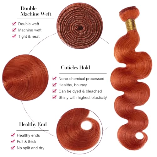 Color 350 Ginger Body Wave Human Hair Bundle 32 Inch