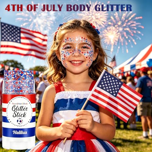 Red White Blue Body Glitter Stick - Waterproof 4th of July
