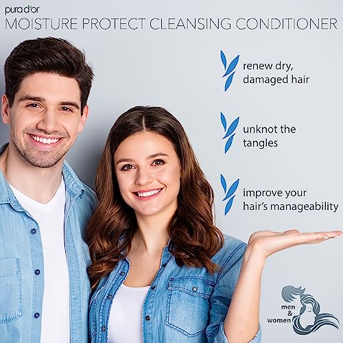 PURA D¡¯OR Moisture Protect Cleansing Conditioner (16oz) Detangles & Restores Hair with Argan Oil,Lavender,No Sulfate,All Hair Types,Men & Women (Packaging may vary),(Pack of 2)