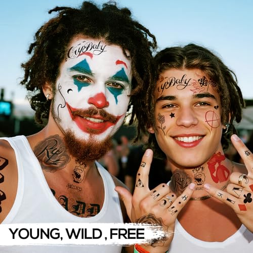 4-Sheet Rapper Temporary Tattoos - Waterproof Hip-Hop Face & Body