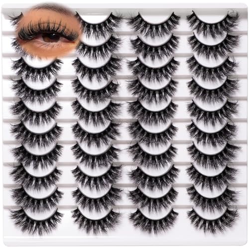 8D Faux Mink Lashes 20 Pairs - Soft Volume Cat Eye False Eyelashes