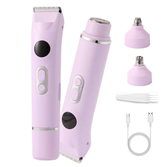 Bikini Trimmer for Women, Upgraded 2-in-1 Electric Razors for Women with 2 Replaced Blades and LED Light, Wet & Dry Use Electric Shaver Support 90 Mins Runtime for Face & Body & Intimate Areas