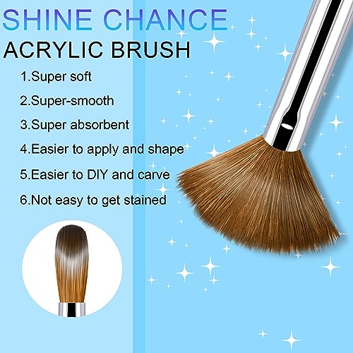 Shine Chance 4pc Blue Acrylic Nail Brush Set - Kolinsky Hair Manicure Tools