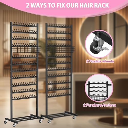 2-Sided Braiding Hair Rack with 286 Pegs & Wheels