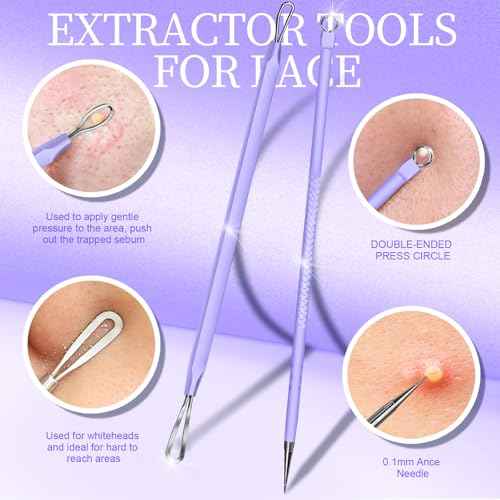 Teenitor Pimple Popper Tool Kit and Blackhead Remover Tools, Ingrown Hair Tweezers, Professional Blackhead Extractor Pimple Extractor Comedone Extractor, Black Head Remover for Face