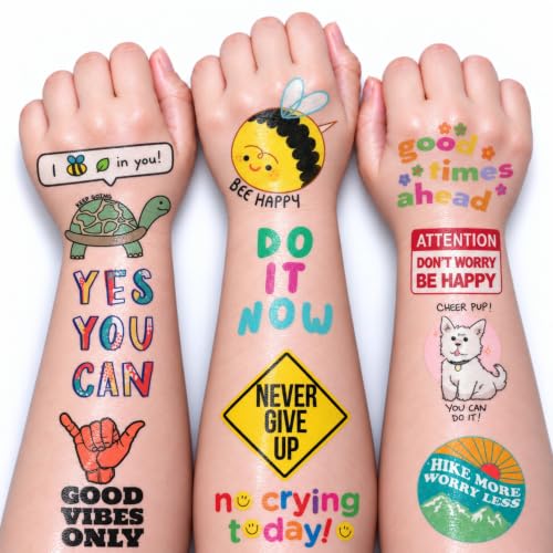 96 Pcs Motivational Temporary Tattoos for Kids Party Favors