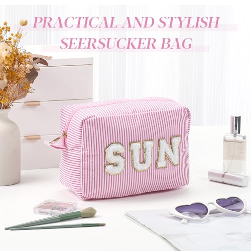 Sanwuta Seersucker Cosmetic Bag - Stylish Travel Organizer