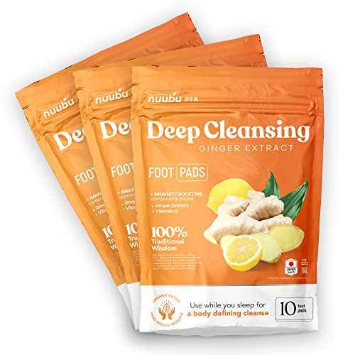 Nuubu | Ginger Deep Cleansing Foot Pads for Better Sleep & Foot Care | Premium Japanese Organic Feet Pads with Ginger Powder (30 Pc)