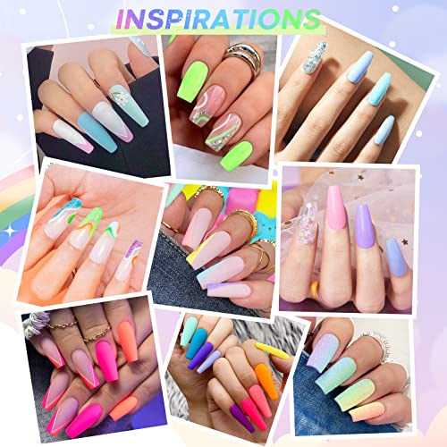 AZUREBEAUTY 42 Pcs Dip Powder Nail Starter Kit - Bright Pastel Neon Colors