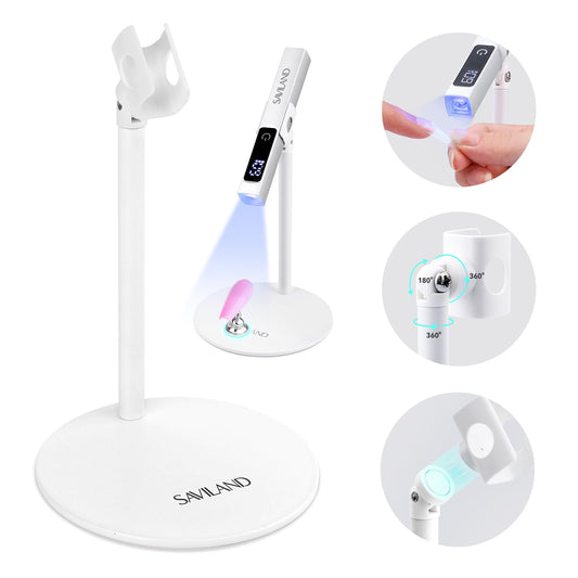 SAVILAND U V Nail Lamp Stand: Sturdy Only U V Light Stand for Gel Nails Polish 360° Adjustable Magnetic Rotation U V Nail Light Stand Portable Handsfree Builder Nail Gel Lamp Stand Home Salon Manicure