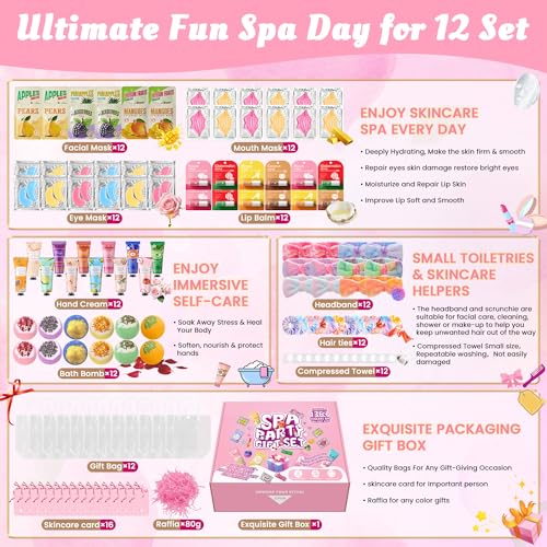 136 PCS Party Favors Bags for Eye Mask Lip Balm Hand Cream & Face Mask Skincare, Foot Spa Bath Bomb & Headband, Bachelorette Party, Retirement Graduation, Friendship, Sister & Birthday Gifts for Women