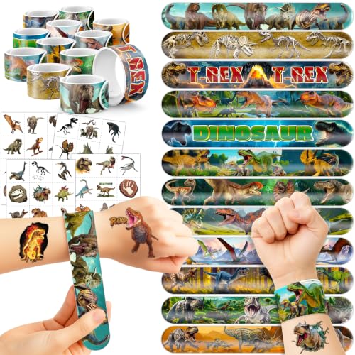 Dinosaur Party Favors 72 Pack - Slap Bracelets & Tattoos