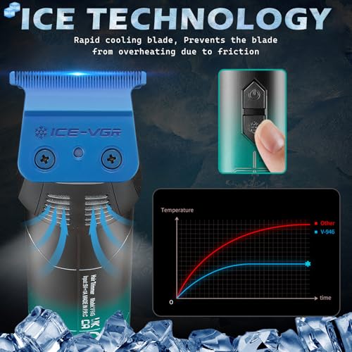 VGR 946 Professional Hair Trimmer for Men - T-Blade, 8000 RPM, 200 Min Runtime