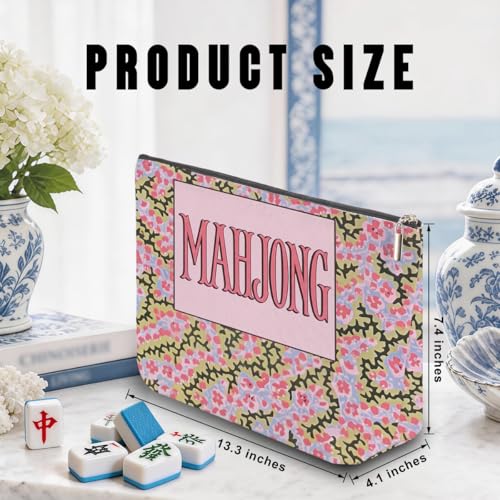 American Mahjong Tile Bag with Zipper - Floral Canvas