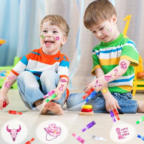 72-Piece Cowgirl Party Favors Set | LED Finger Lights & Glow Tattoos