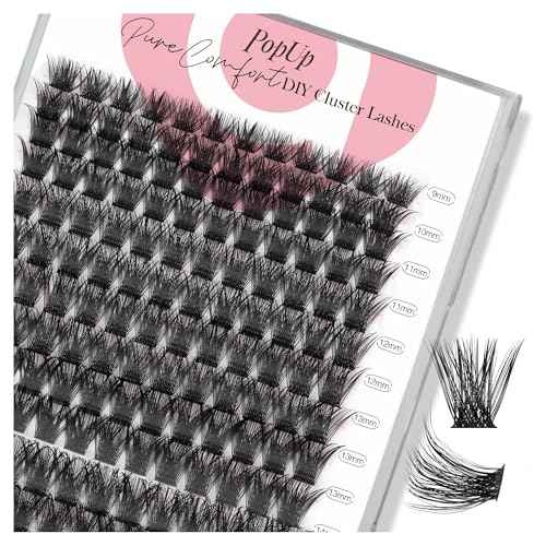 PopUp Cluster Lashes 168pcs Wispy Lash Clusters Soft D Curl Eyelash Clusters Russian Lashes Clusters DIY Eyelash Extensions at Home,Thin Bank 9-18mm MIX (56D)