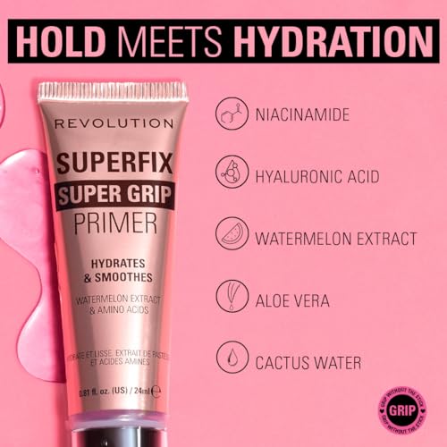 Revolution Superfix Grip Primer - Hydrating Gel Makeup Primer, 0.81 fl oz