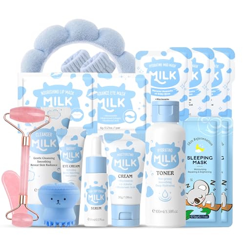 EONFAVE Milk Skincare Set for Kids & Teens - 17-Piece Collection