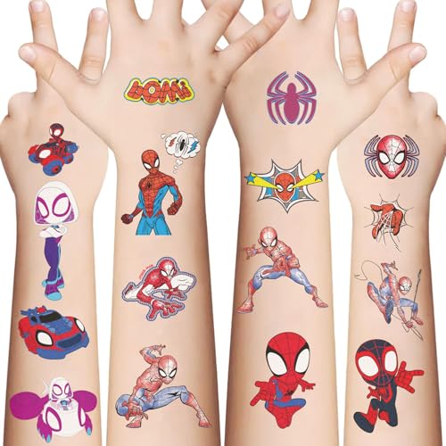 Spiderman Temporary Tattoos for Kids - 10 Sheets