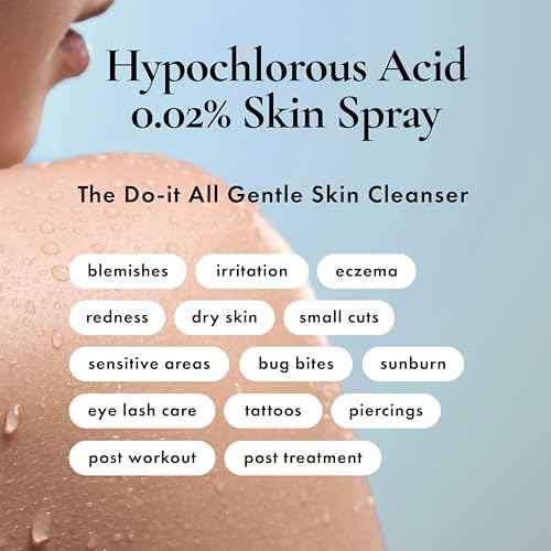 Hypochlorous Acid Spray for Face, Skin & Eyelids ? pH-Balanced HOCl Facial Spray Safe for Acne, Red & Sensitive Skin ? Gentle Non-Toxic Toner & Cleanser Mist for Clear, Hydrated Skin, 8 oz