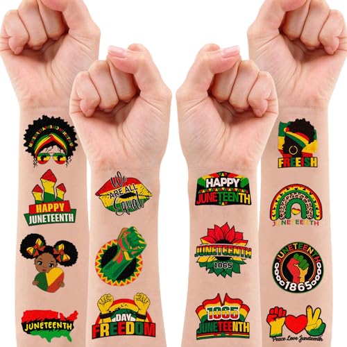 96 PCS Juneteenth Temporary Tattoos & Stickers Party Favors