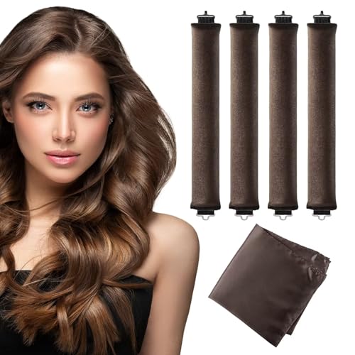 Heatless Hair Curling Rod Set with Satin Scarf - Velvet Overnight Rollers