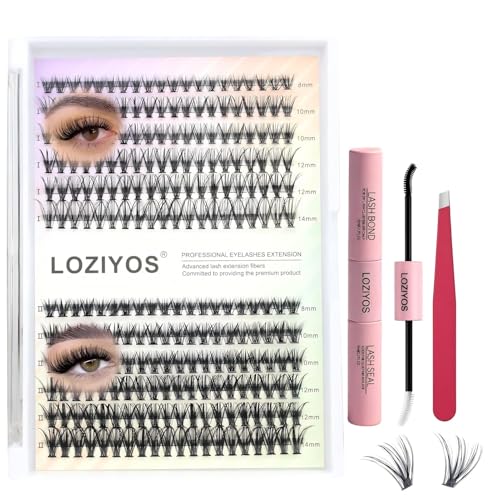 Clusters Kit Wispy Eyelash Cluster Natural DIY Lash Extension Kit 8-14mm 30D 40D Individual Lashes Kit with Lash Bond and Seal Waterproof Lash Tweezers for Self Use (30D&40D£¬8-14mm,Kit)