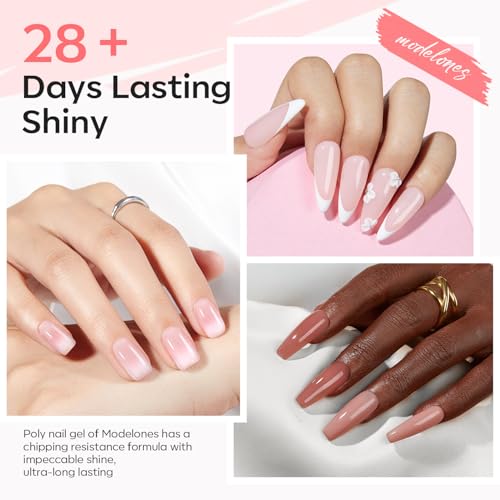 Modelones Poly Gel Nail Extension Kit with 8W Lamp - 6 Colors Starter Set
