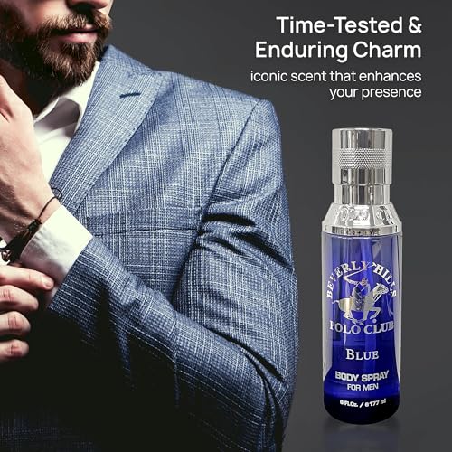 Beverly Hills Polo Club Blue Body Spray for Men, 6oz