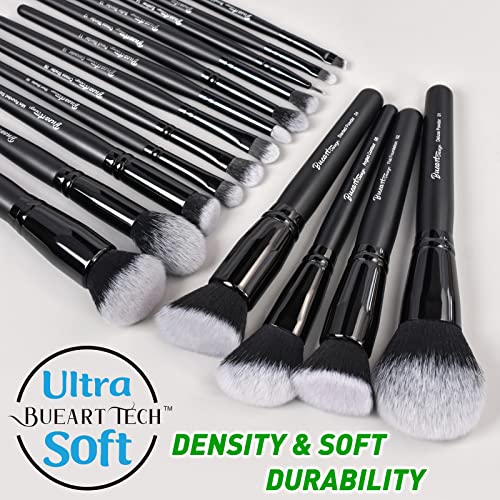 Bueart Design 19Pc Makeup Brush Set with Travel Case
