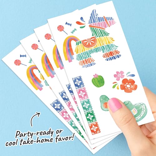 Fiesta Temporary Tattoos - 72 Pack Mexican Theme Party Favors
