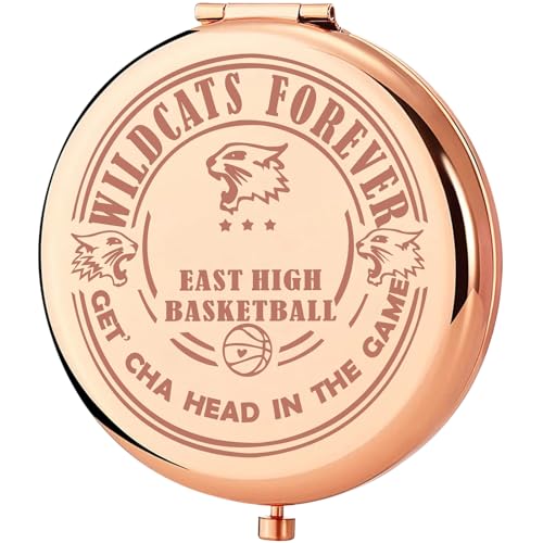 KEYCHIN Troy Bolton Musical Pocket Mirror Musical Theatre Gifts East High Basketball Compact Makeup Mirror School Music Merch (High Basketball-RG)