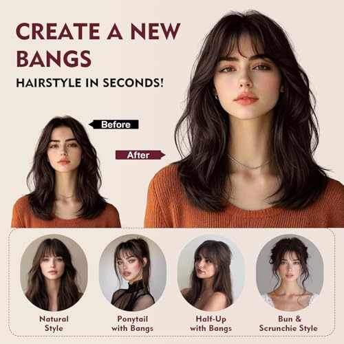TESS Human Hair Toppers for Women Natural Black 11 Inch Clip-In Air & Side Bangs