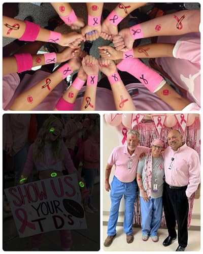 Luminous Pink Glow Temporary Tattoos - 20 Sheets Breast Cancer Awareness