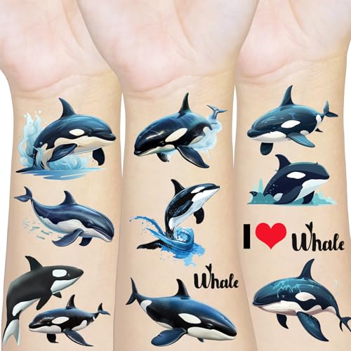 208 Whale Temporary Tattoos - 24 Sheets Ocean Party Favors