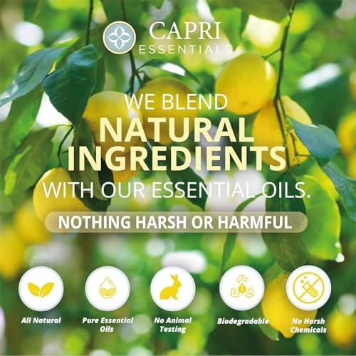 CAPRI ESSENTIALS Hand Soap Liquid, Natural Household Cleaning Supplies, Gentle Plant Based Aromatic Hand Wash, Blend of Essential Oils, Removes Dirt & Grime, Lemon Verbena Scent, 16 FL Oz (6 Pack)