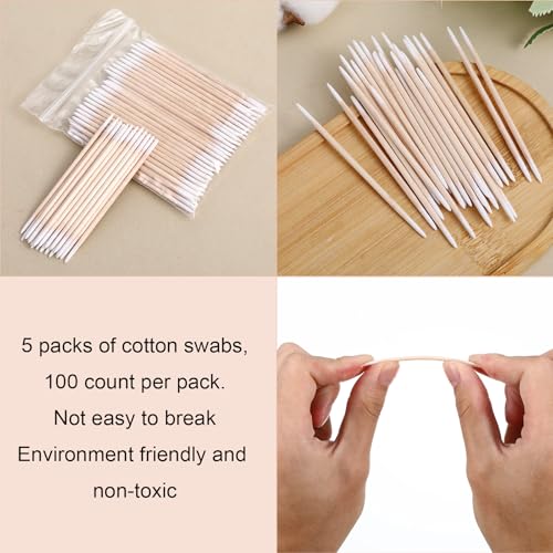500 Pcs Double-Ended Cotton Swabs for Makeup & Cleaning
